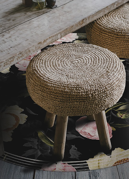 Vinyl vloerkleed rond Rozen