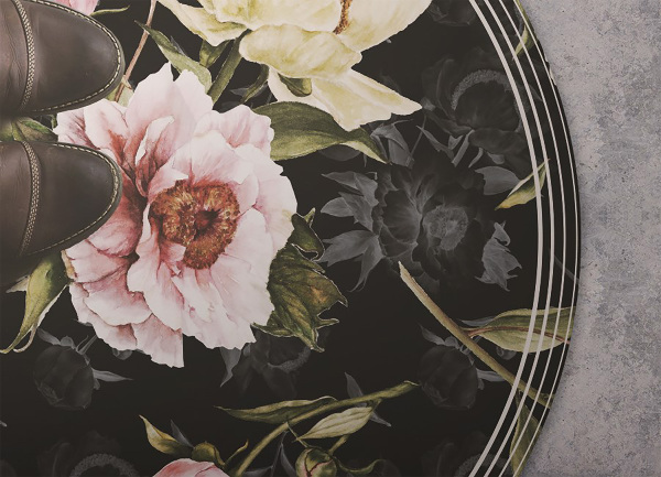 Vinyl vloerkleed rond Rozen