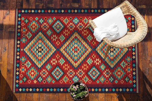 Buiten tapijt Kleurrijke retro -driehoeken