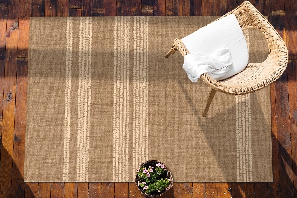 Buitenkleed Beige in lijnen