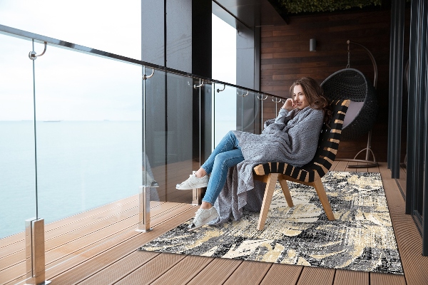 Buiten tapijt Monstera list motif