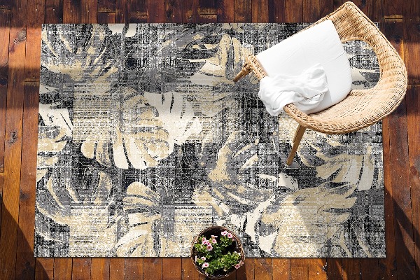 Buiten tapijt Monstera list motif