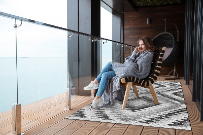 Buitenkleed Grijs geometrisch patroon