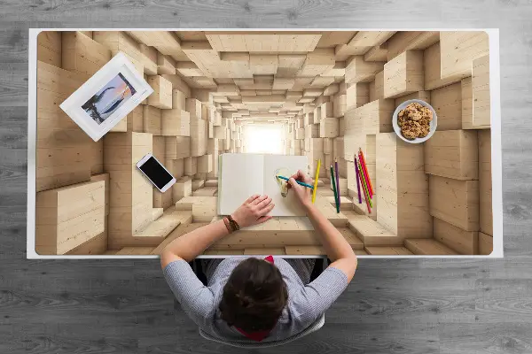 Bureau onderlegger Houten abstractie