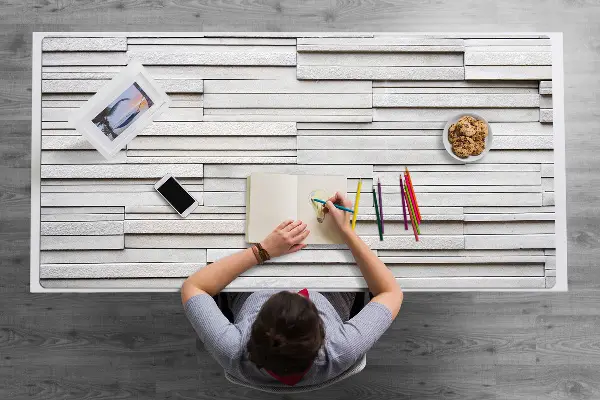 Bureau onderlegger Witte planken