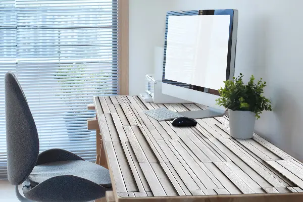 Bureau onderlegger Witte planken
