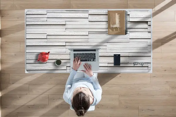 Bureau onderlegger Witte planken