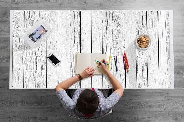 Onderlegger bureau Witte planken