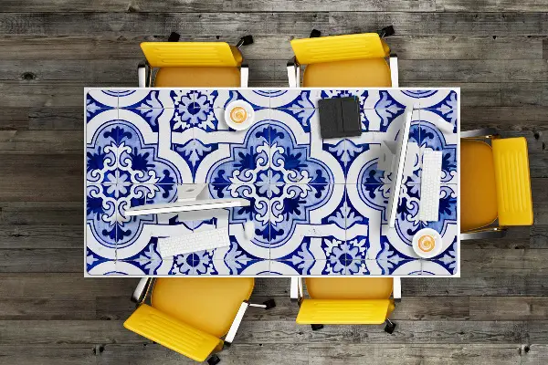 Onderlegger bureau Blauwe tegels