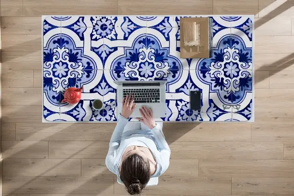 Onderlegger bureau Blauwe tegels
