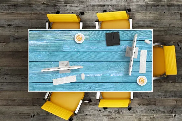 Bureau onderlegger Blauwe planken