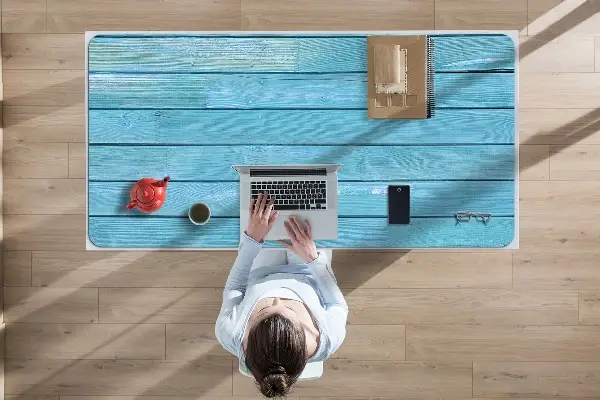 Bureau onderlegger Blauwe planken