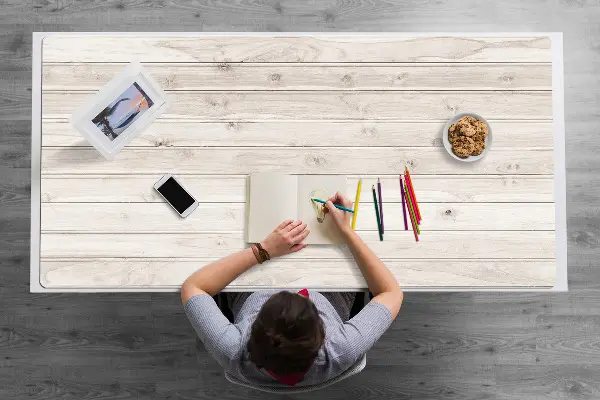 Bureau onderlegger Witte planken