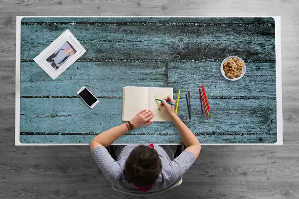 Bureau onderlegger Blauwe planken