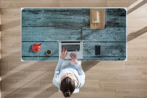 Bureau onderlegger Blauwe planken