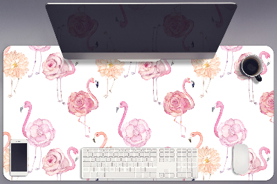 Bureau onderlegger Flamingos en bloemen