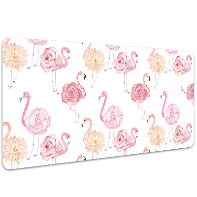 Bureau onderlegger Flamingos en bloemen