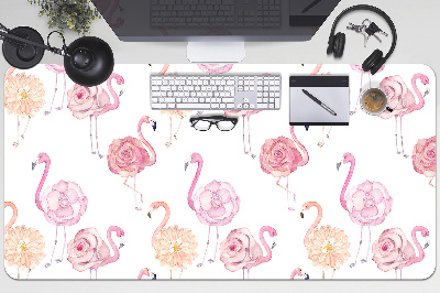 Bureau onderlegger Flamingos en bloemen