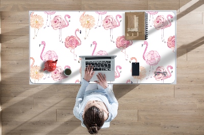 Bureau onderlegger Flamingos en bloemen