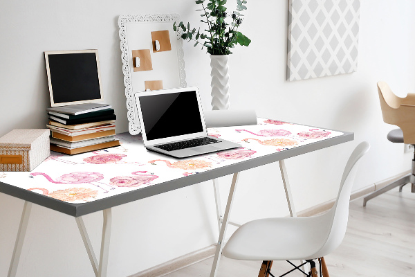 Bureau onderlegger Flamingos en bloemen