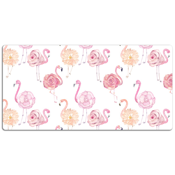 Bureau onderlegger Flamingos en bloemen