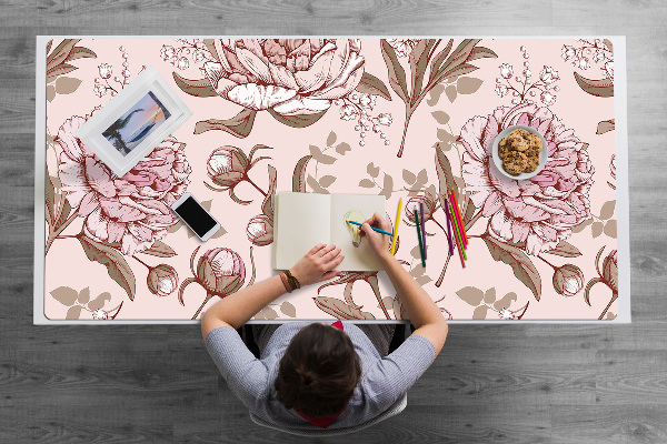 Bureau mat Roze peonies