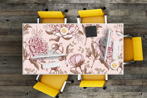 Bureau mat Roze peonies