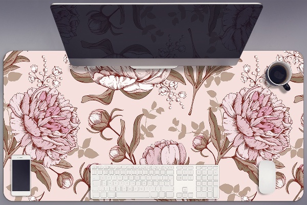 Bureau mat Roze peonies