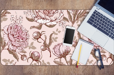 Bureau mat Roze peonies