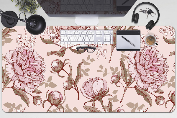 Bureau mat Roze peonies
