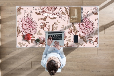 Bureau mat Roze peonies