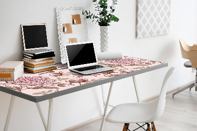 Bureau mat Roze peonies