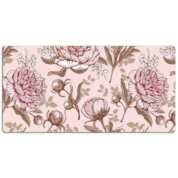 Bureau mat Roze peonies