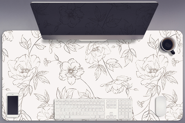 Bureau onderlegger Geschetste bloemen