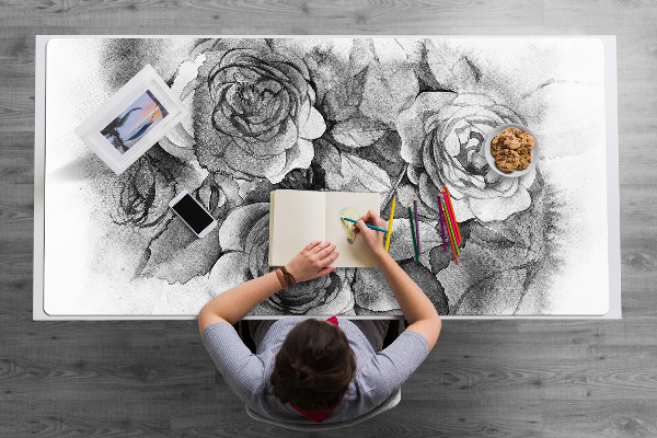 Bureau mat Zwart -witte rozen