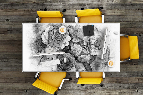 Bureau mat Zwart -witte rozen