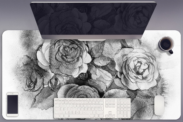 Bureau mat Zwart -witte rozen