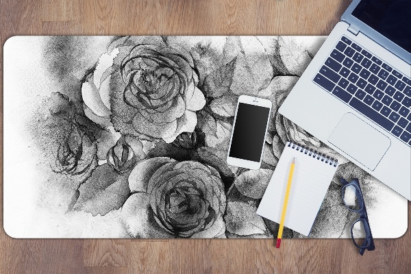 Bureau mat Zwart -witte rozen