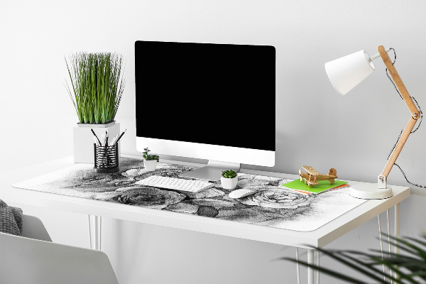Bureau mat Zwart -witte rozen
