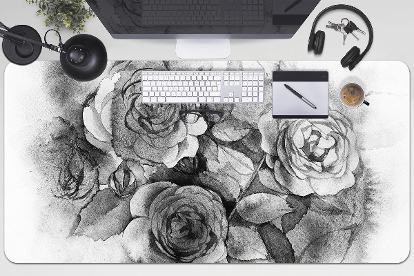 Bureau mat Zwart -witte rozen