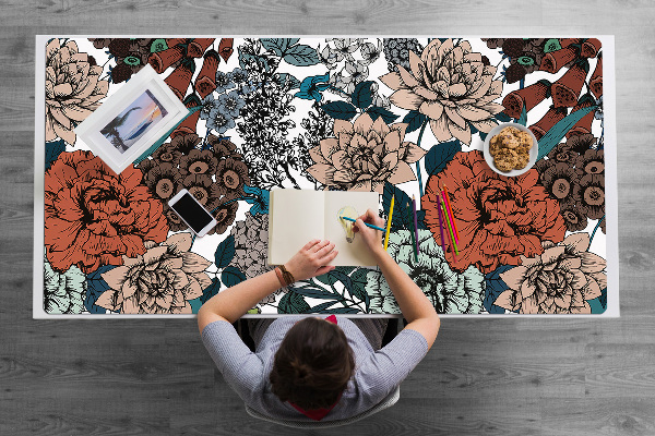 Bureau onderlegger Retro bloemen
