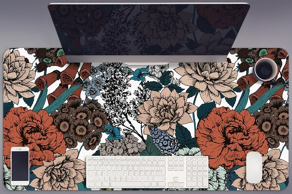 Bureau onderlegger Retro bloemen