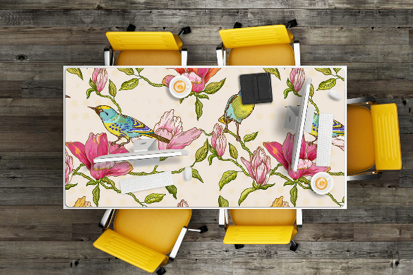 Onderlegger bureau Bloemen en vogels
