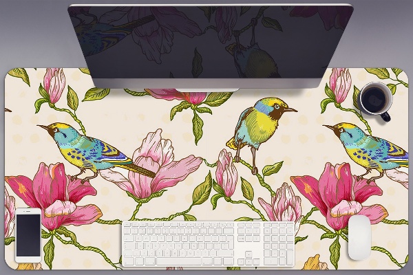 Onderlegger bureau Bloemen en vogels