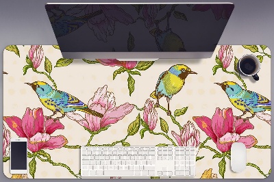 Onderlegger bureau Bloemen en vogels