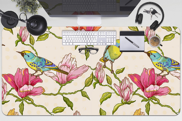Onderlegger bureau Bloemen en vogels