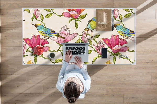 Onderlegger bureau Bloemen en vogels
