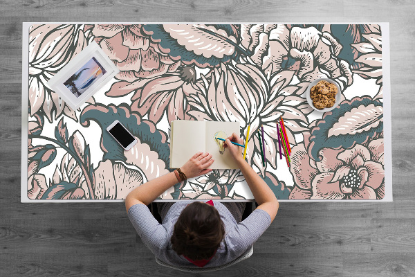 Bureau onderlegger Roze bloemen