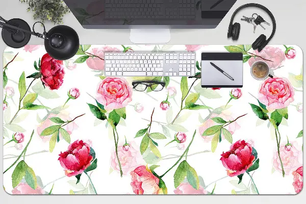 Bureau onderlegger Rode bloemen