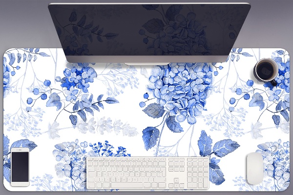 Bureau onderlegger Blauwe hortensia